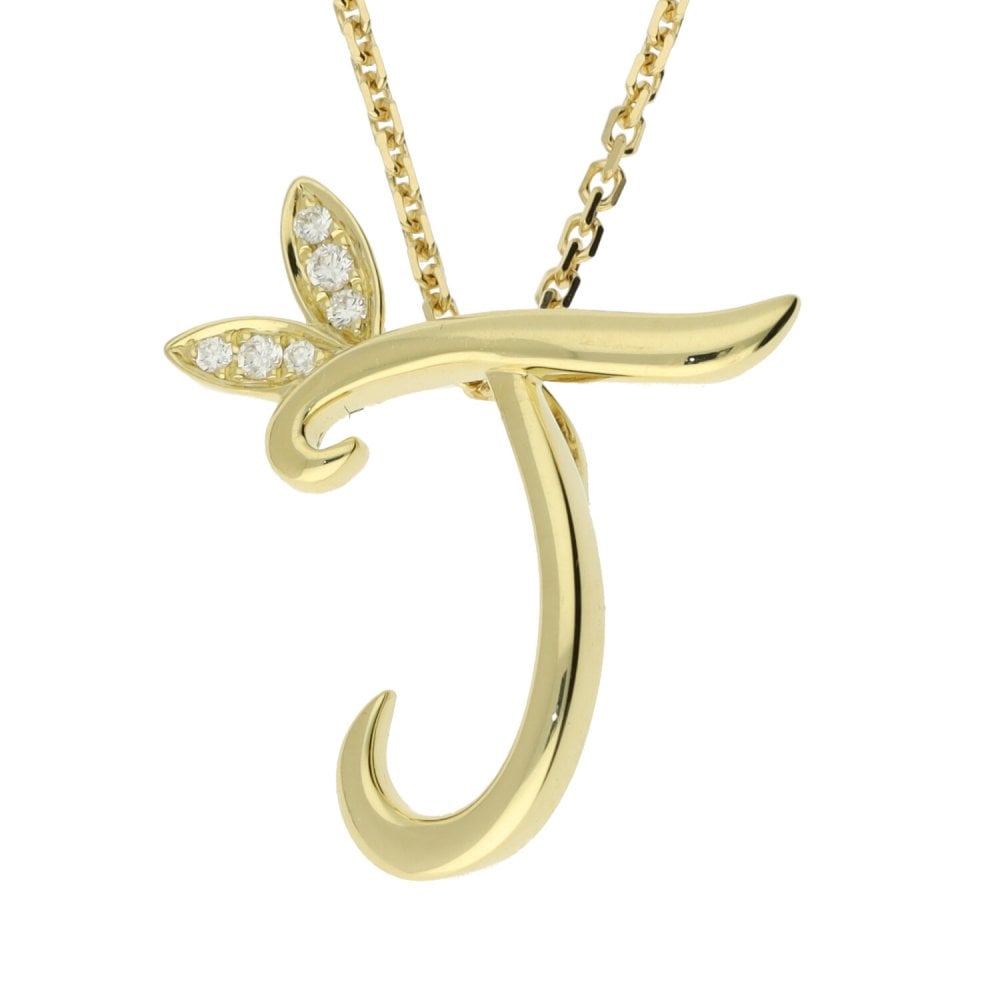 Ladies 18ct Yellow Gold Diamond Set Initial J - 18"