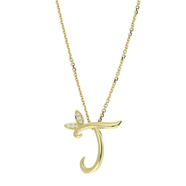 Ladies 18ct Yellow Gold Diamond Set Initial J - 18"