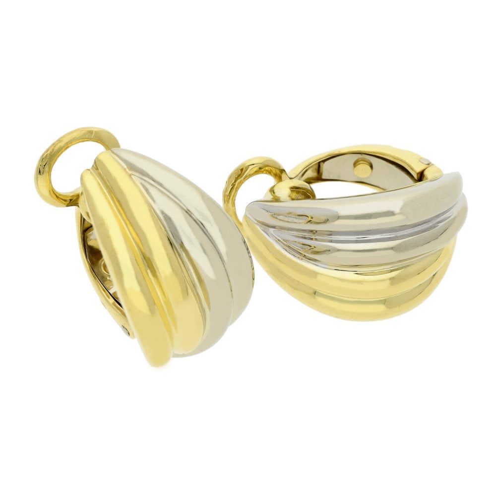Ladies 18ct Yellow & White Gold Clip On Earrings - 13.7g