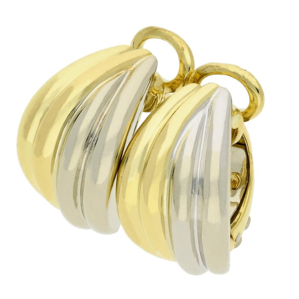 Ladies 18ct Yellow & White Gold Clip On Earrings - 13.7g