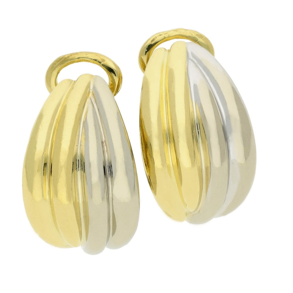 Ladies 18ct Yellow & White Gold Clip On Earrings - 13.7g