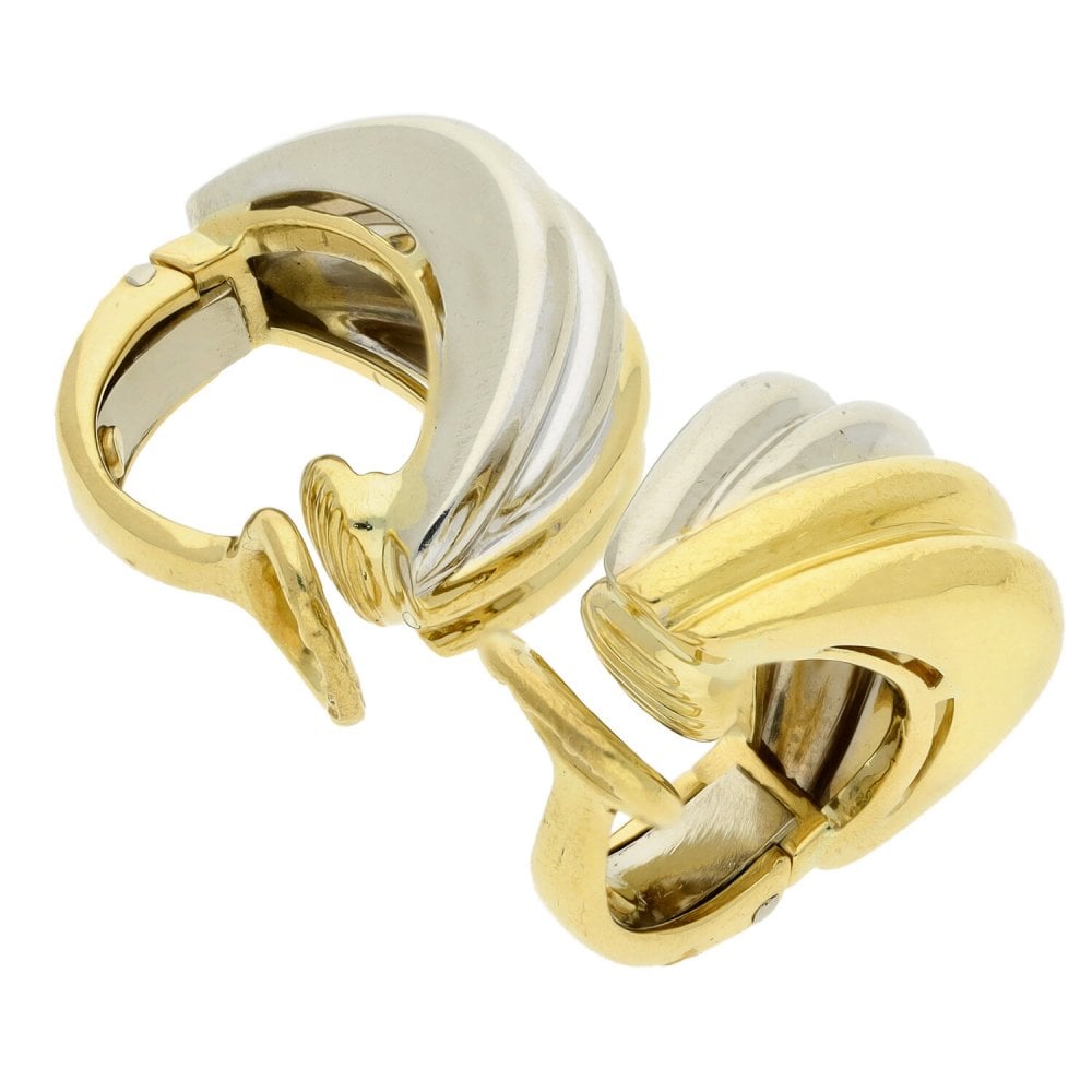 Ladies 18ct Yellow & White Gold Clip On Earrings - 13.7g