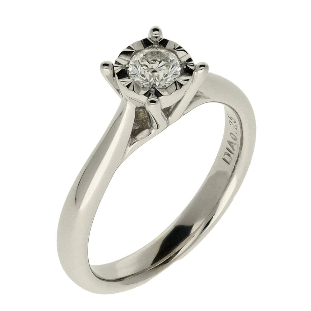 Ladies 9ct White Gold 0.25ct Diamond Solitaire Engagement Ring