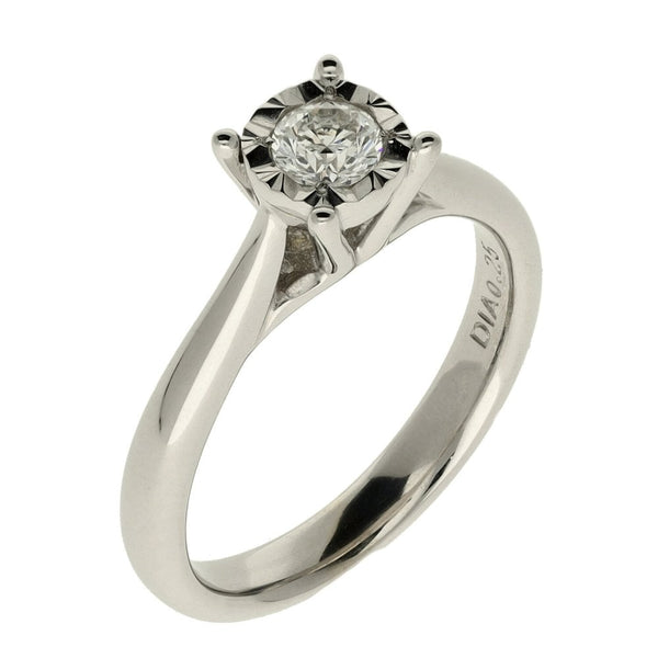 Ladies 9ct White Gold 0.25ct Diamond Solitaire Engagement Ring