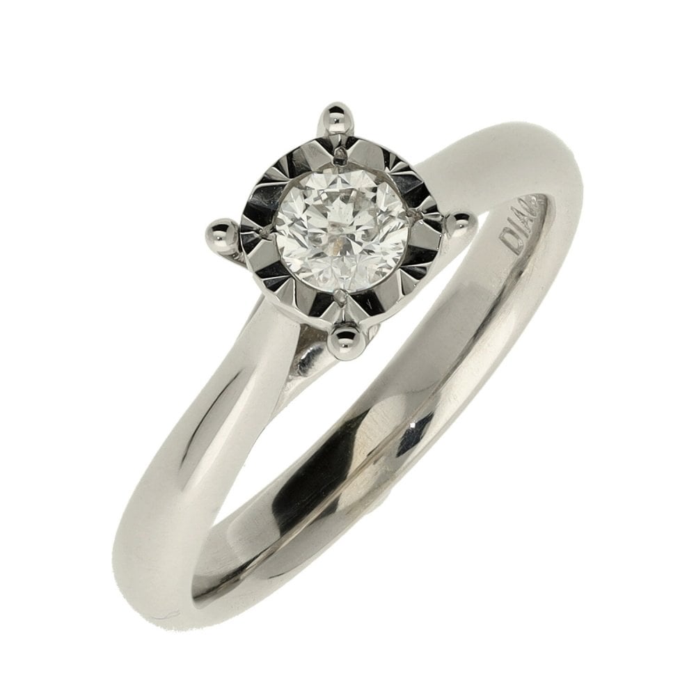 Ladies 9ct White Gold 0.25ct Diamond Solitaire Engagement Ring
