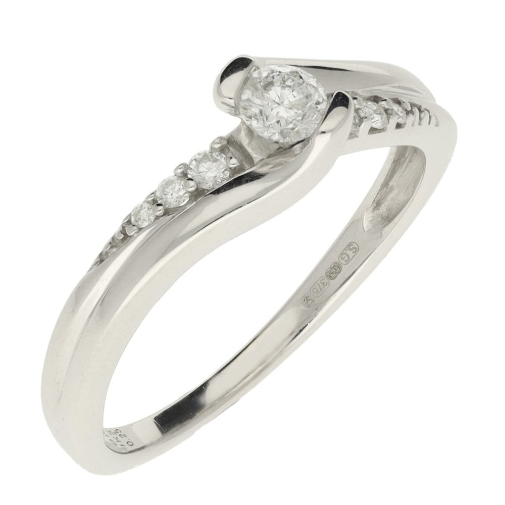 Ladies 9ct White Gold 0.25ct Diamond Set Twist Style Ring