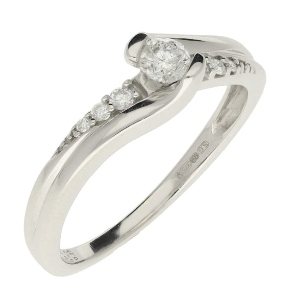 Ladies 9ct White Gold 0.25ct Diamond Set Twist Style Ring