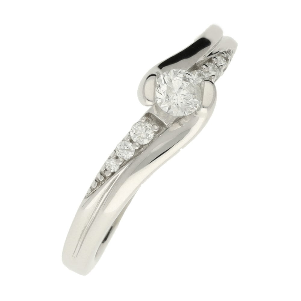 Ladies 9ct White Gold 0.25ct Diamond Set Twist Style Ring