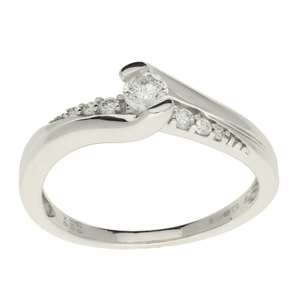 Ladies 9ct White Gold 0.25ct Diamond Set Twist Style Ring