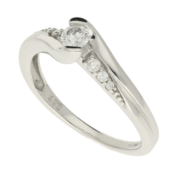 Ladies 9ct White Gold 0.25ct Diamond Set Twist Style Ring