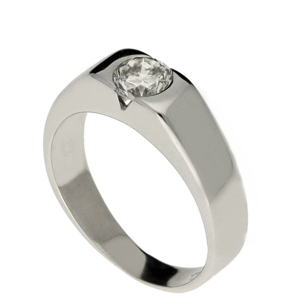 Mens 18ct White Gold Diamond Solitaire Ring - 0.66ct
