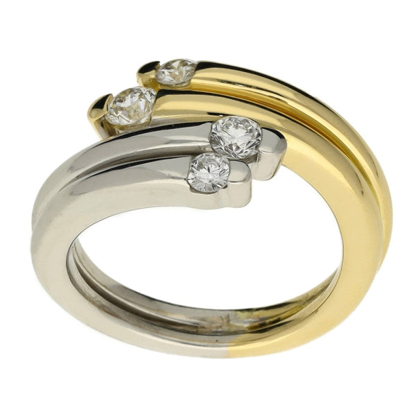 Ladies 18ct Yellow & White Gold Diamond Twist Ring - 0.40ct