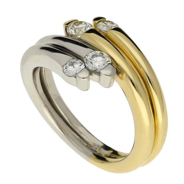 Ladies 18ct Yellow & White Gold Diamond Twist Ring - 0.40ct
