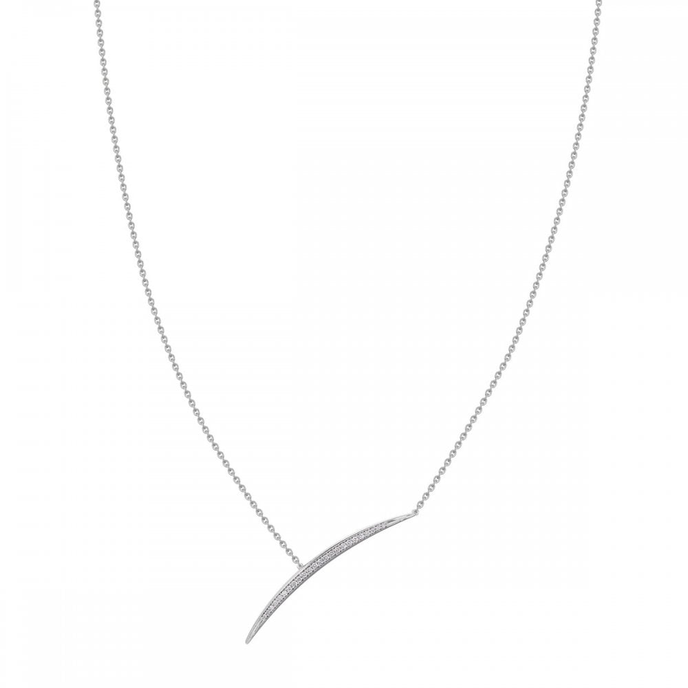 Armis Single Bar Necklace - 18ct White Gold & Diamond Pavé