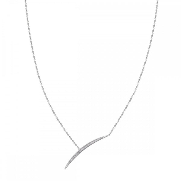 Armis Single Bar Necklace - 18ct White Gold & Diamond Pavé