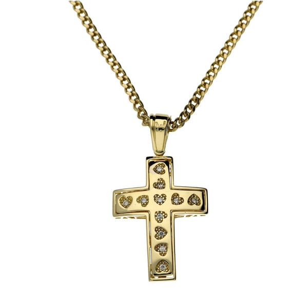 Ladies 14ct Yellow Gold Diamond Cross & 9ct Yellow Gold Chain
