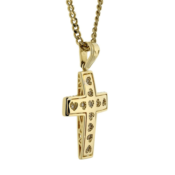 Ladies 14ct Yellow Gold Diamond Cross & 9ct Yellow Gold Chain