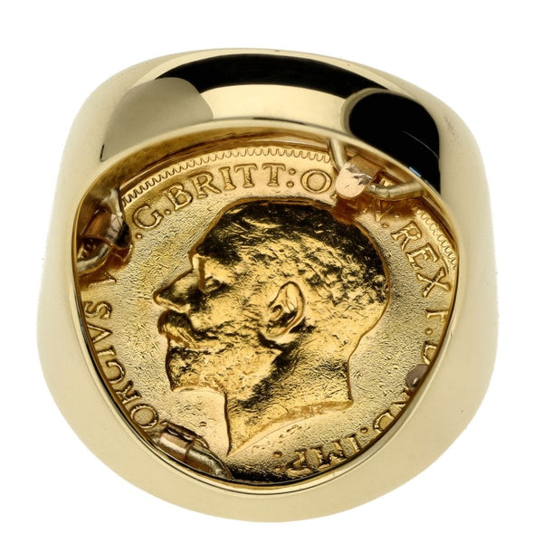 1913 Yellow Gold Full Sovereign Mounted Ring - Size T - 16.9g