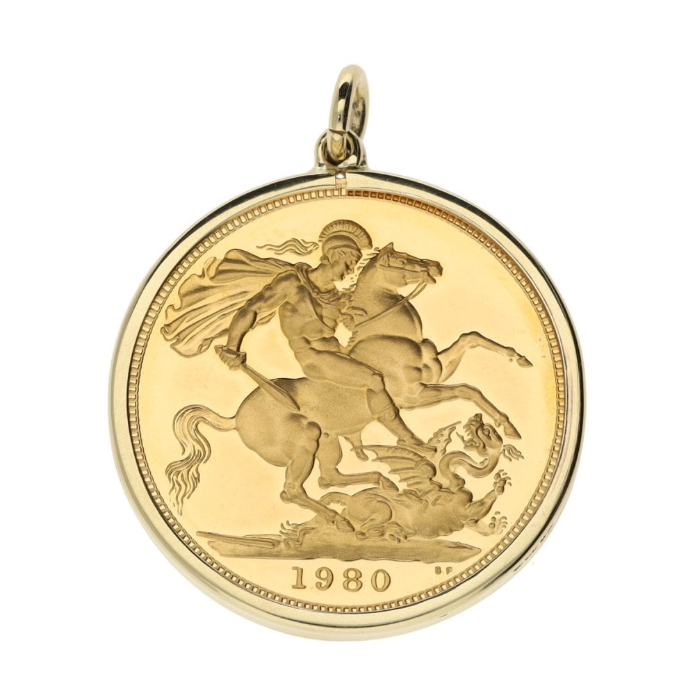 1980 Yellow Gold Full Sovereign Coin Pendant - 8.9g
