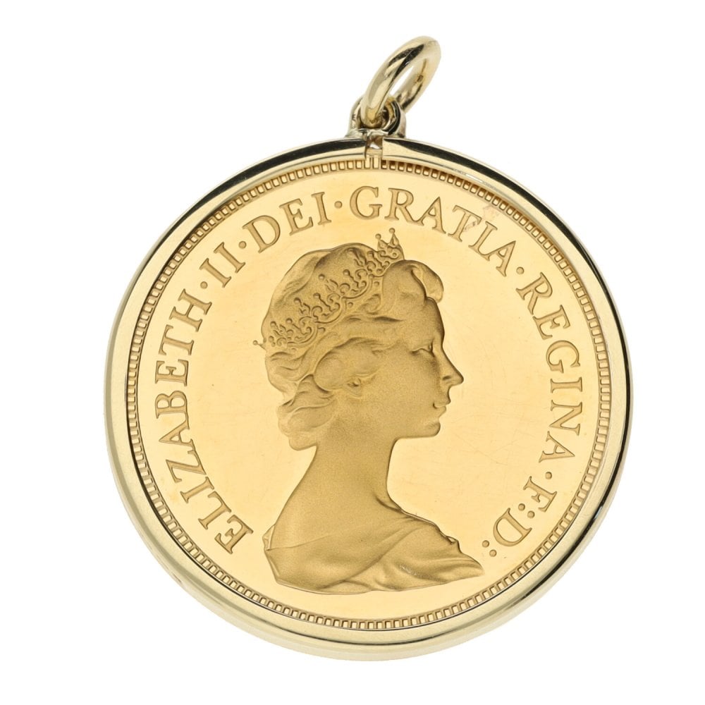 1980 Yellow Gold Full Sovereign Coin Pendant - 8.9g