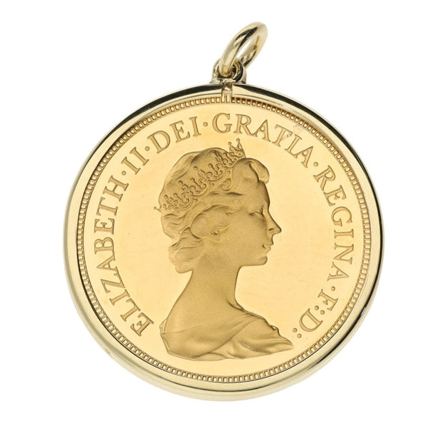 1980 Yellow Gold Full Sovereign Coin Pendant - 8.9g
