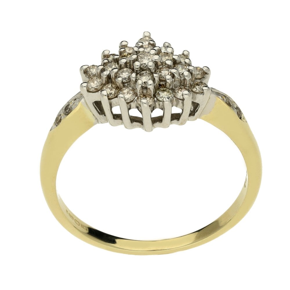 Ladies 9ct Yellow Gold Diamond Cluster Ring - 0.50ct - Size P