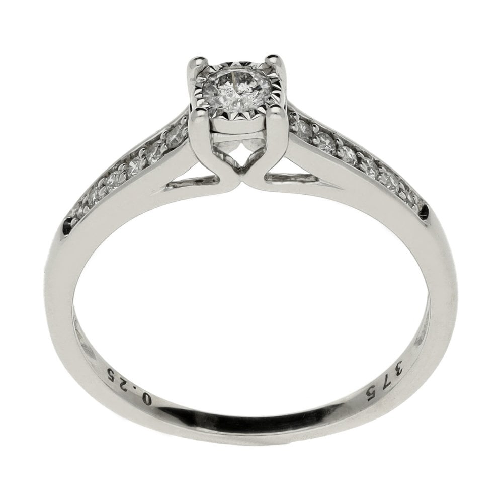 Ladies 9ct White Gold Diamond Engagement Ring - 0.25ct - Size N
