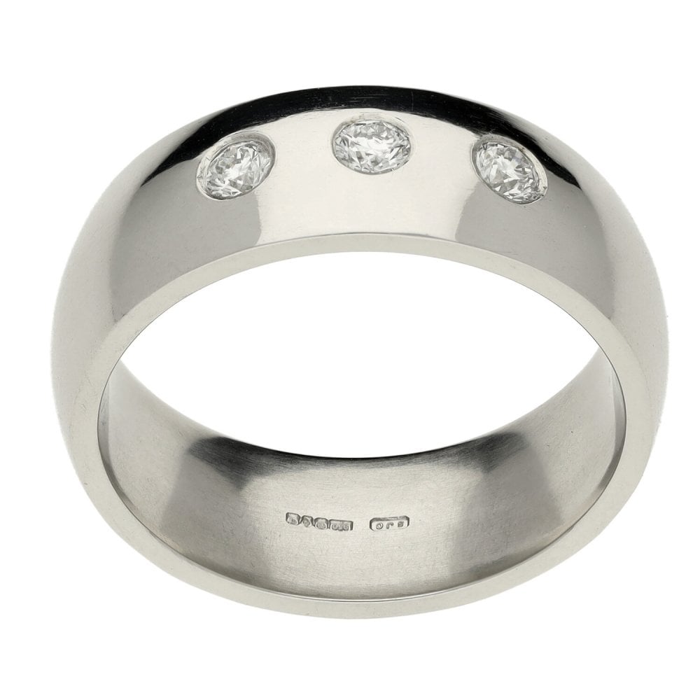 Mens Platinum Diamond Set Wedding Band - 0.30ct - Size U½