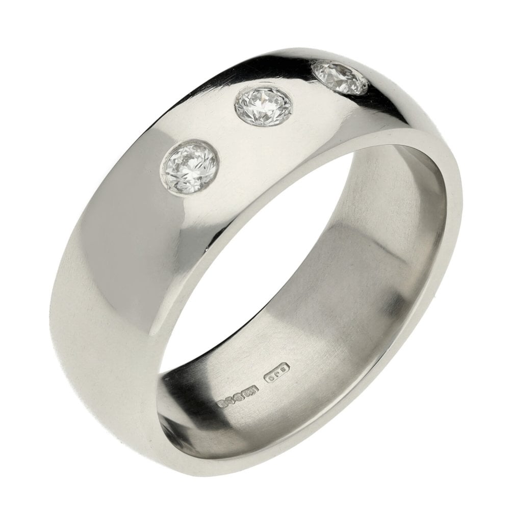 Mens Platinum Diamond Set Wedding Band - 0.30ct - Size U½