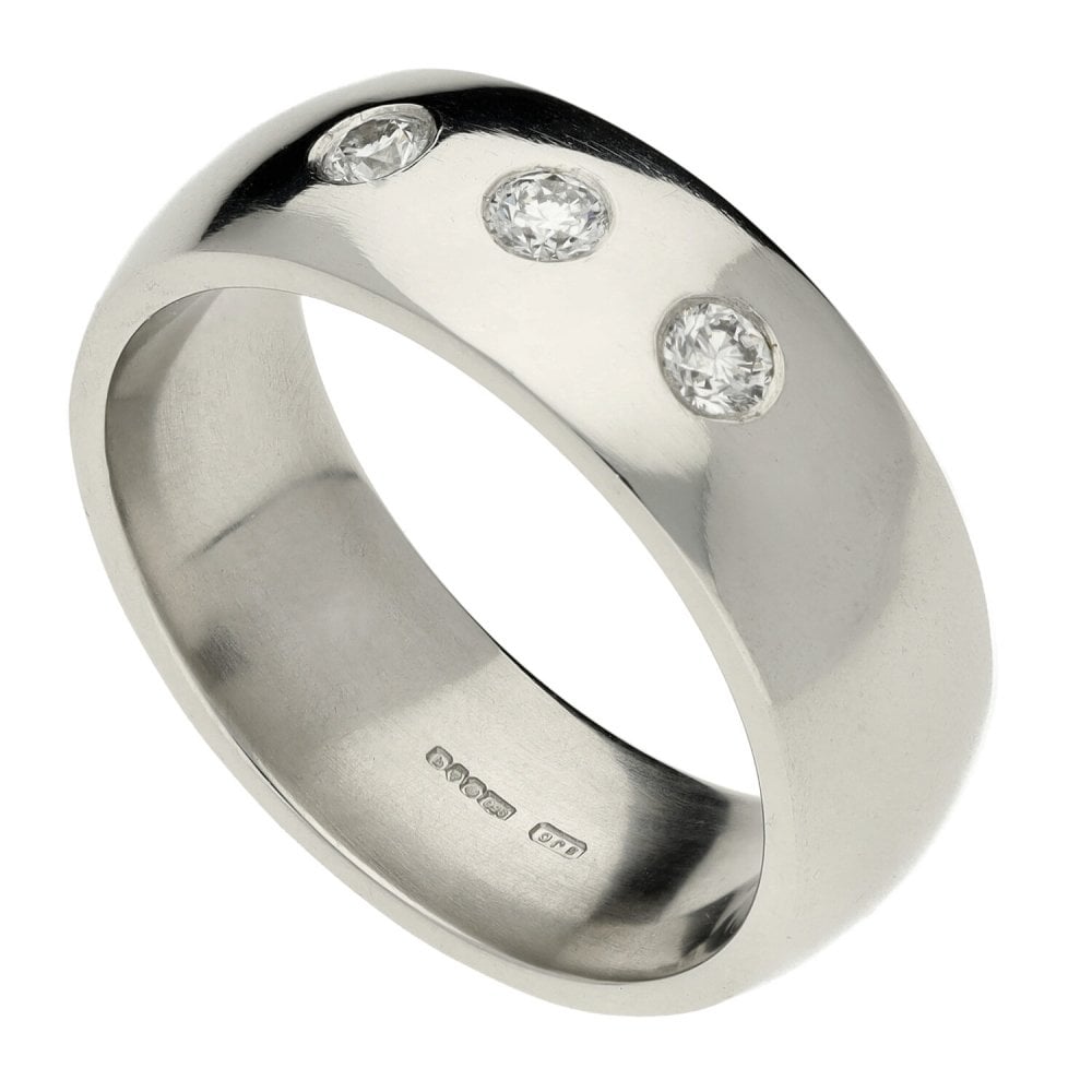 Mens Platinum Diamond Set Wedding Band - 0.30ct - Size U½