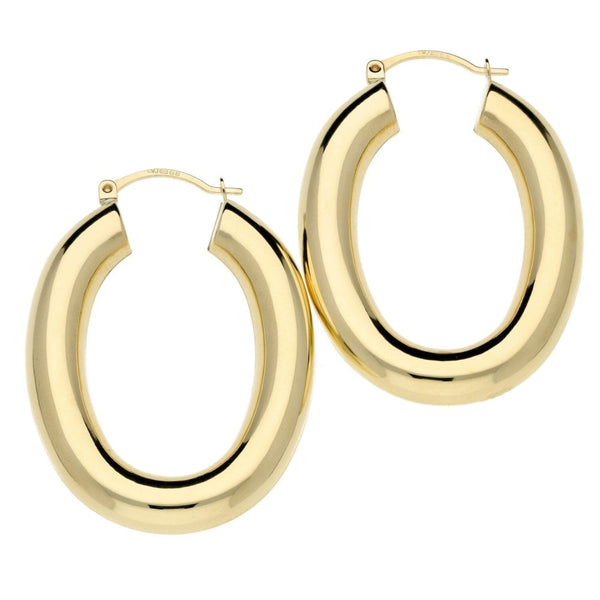 9ct Yellow Gold Hollow Hoop Earrings - 4.1g
