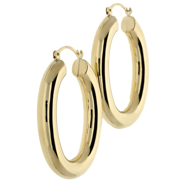9ct Yellow Gold Hollow Hoop Earrings - 4.1g