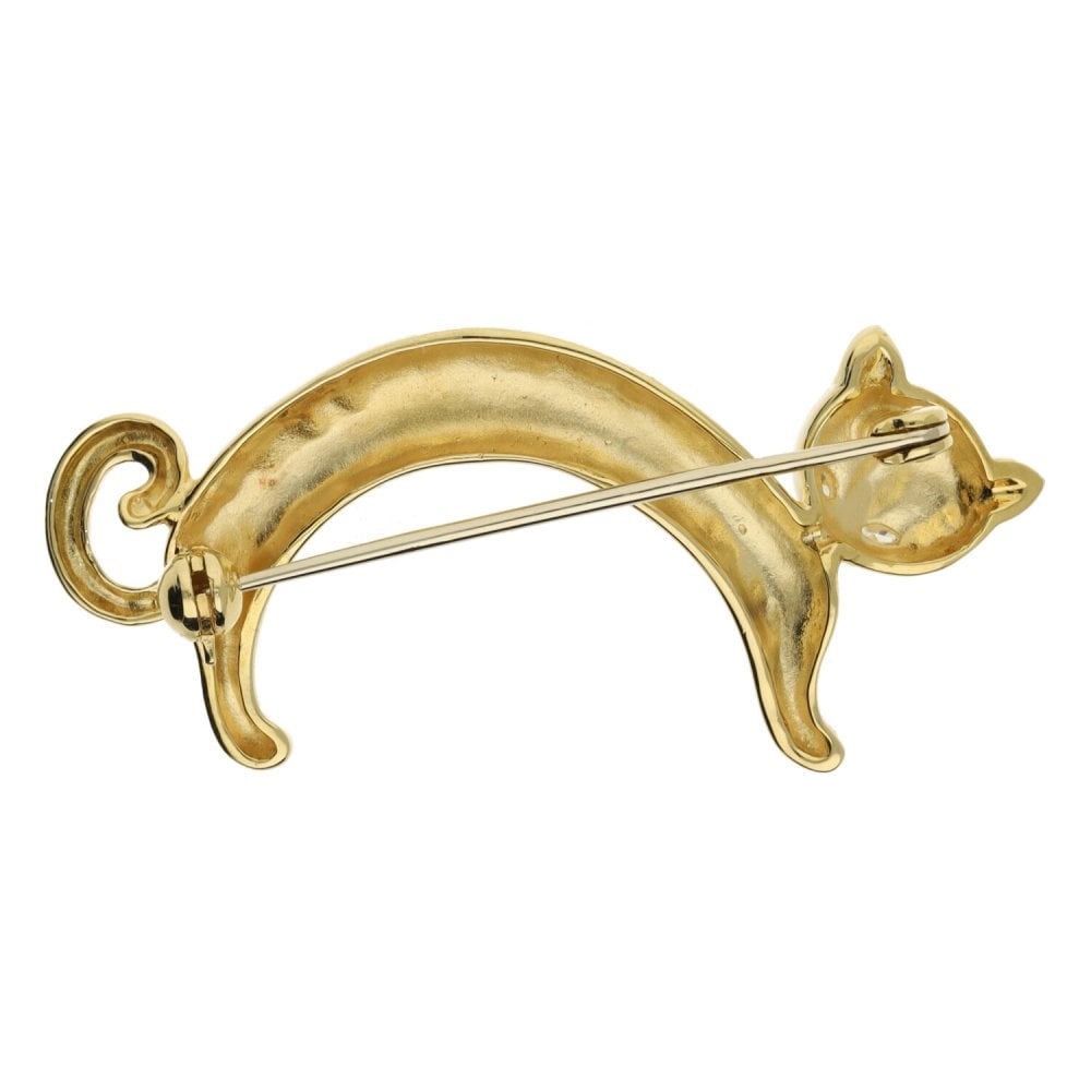 18ct Yellow Gold Diamond 'Cat' Brooch - 5.2g