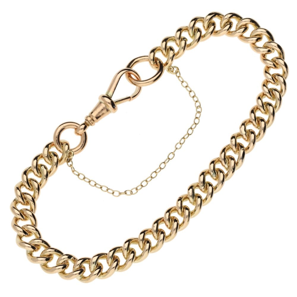 Ladies 9ct Rose Gold Albert Bracelet - 8" - 25.6g