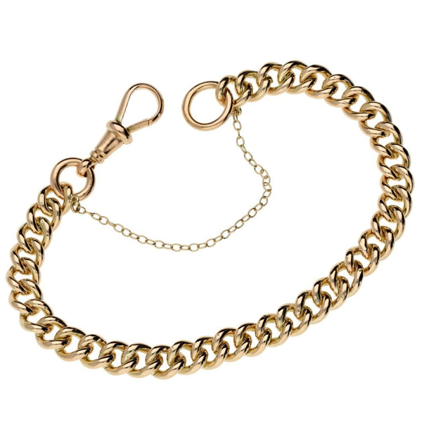 Ladies 9ct Rose Gold Albert Bracelet - 8" - 25.6g