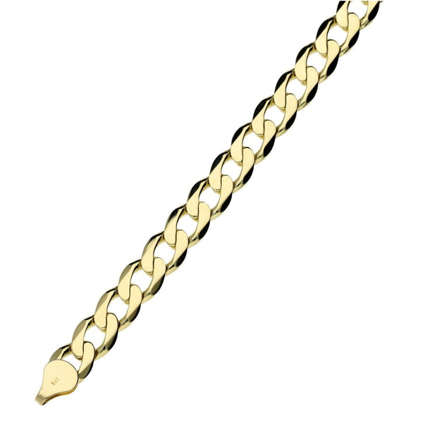 Mens 9ct Yellow Gold Curb Bracelet - 8.5" - 17.0g