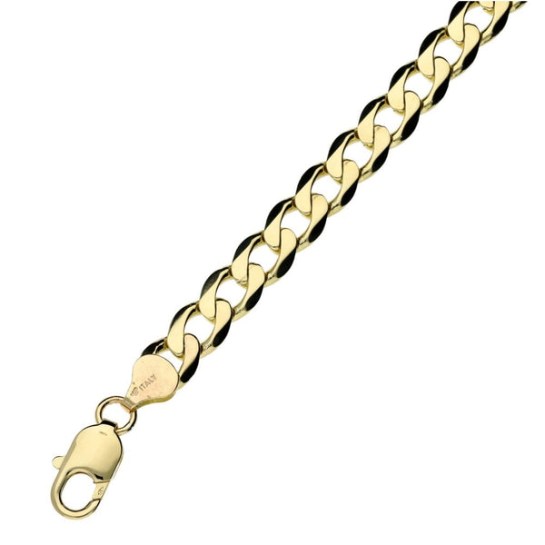 Mens 9ct Yellow Gold Curb Bracelet - 8.5" - 17.0g