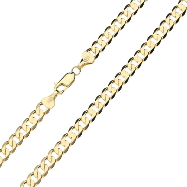 Mens 9ct Yellow Gold Curb Link Chain - 18" - 16.7g