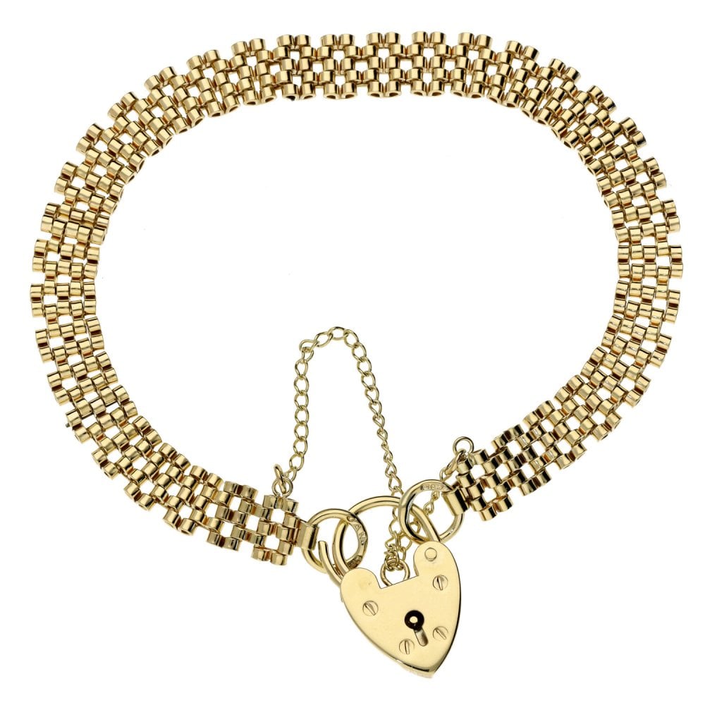 9ct Yellow Gold Gate Style Bracelet - 17.5cm - 11.8g