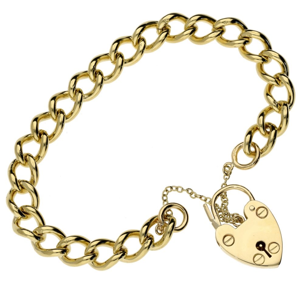 Ladies 9ct Yellow Gold Curb Bracelet - 31.6g