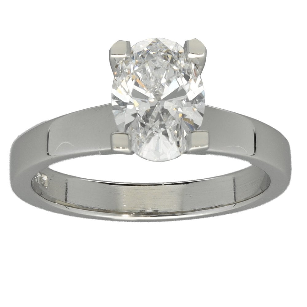 1.51ct Platinum Certified Oval Diamond Engagement Ring - D/SI1