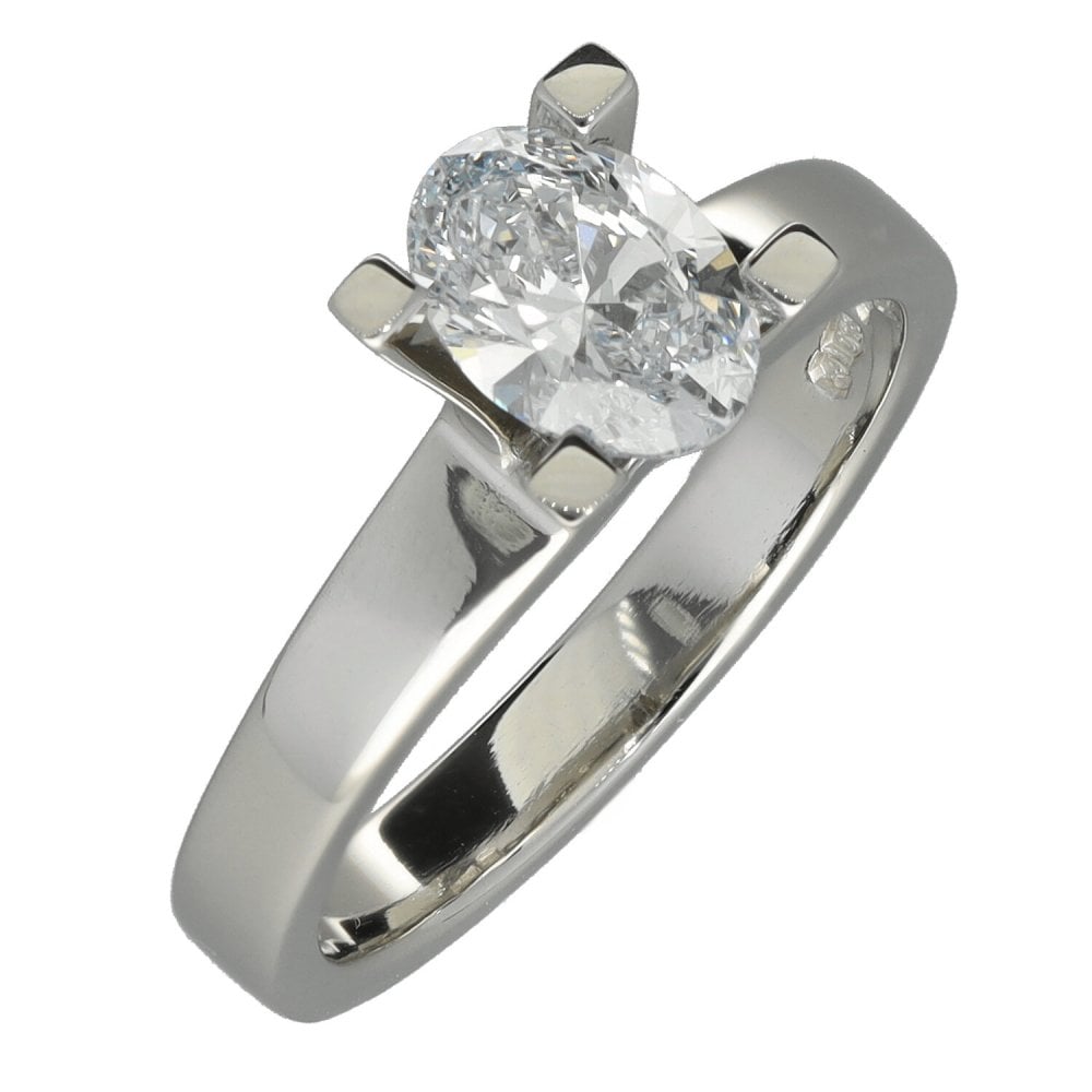 1.00ct Platinum Certified Oval Diamond Engagement Ring - H/VS1