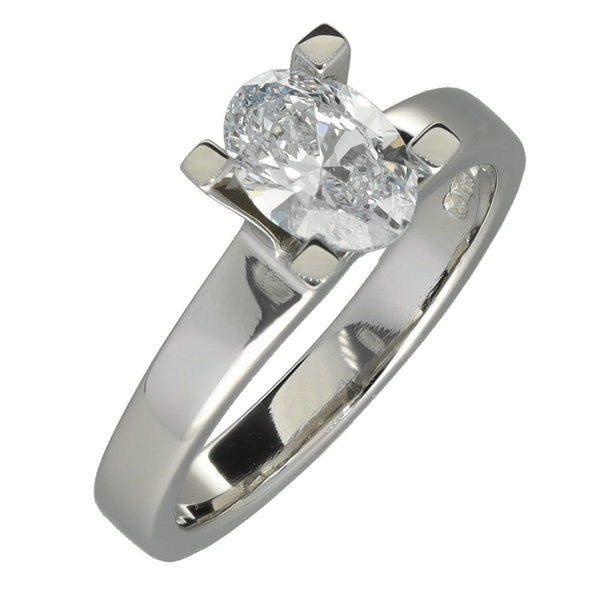 1.00ct Platinum Certified Oval Diamond Engagement Ring - H/VS1
