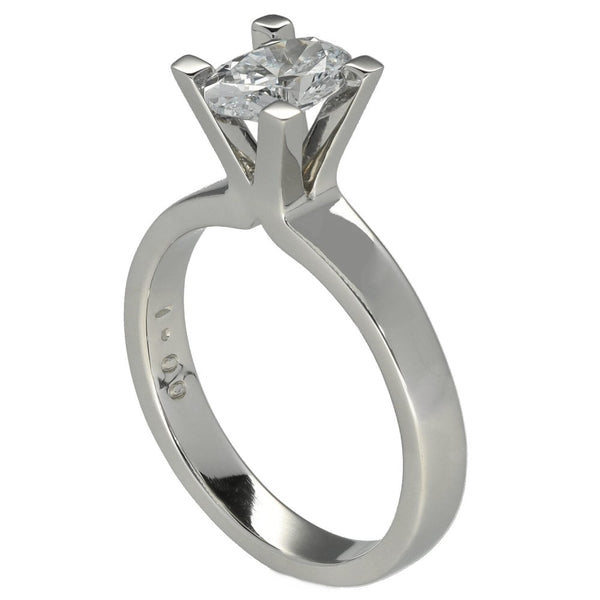 1.00ct Platinum Certified Oval Diamond Engagement Ring - H/VS1