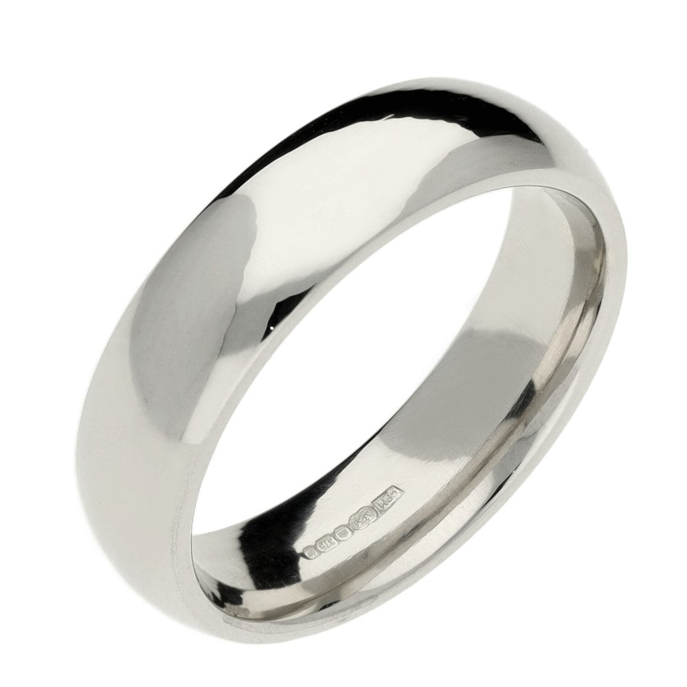 9ct White Gold Ladies 5mm Court Wedding Ring - Size M - 5.6g