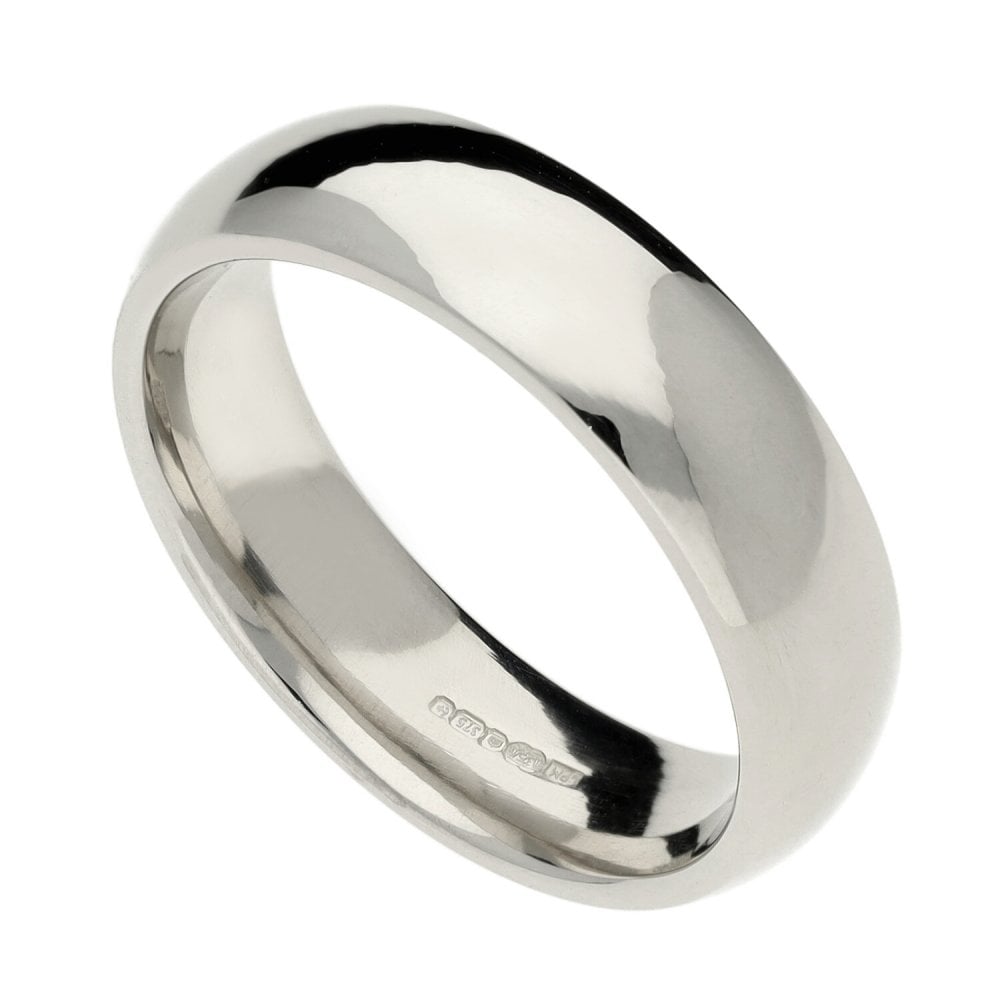 9ct White Gold Ladies 5mm Court Wedding Ring - Size M - 5.6g