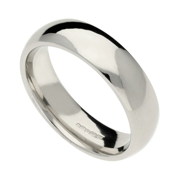 9ct White Gold Ladies 5mm Court Wedding Ring - Size M - 5.6g