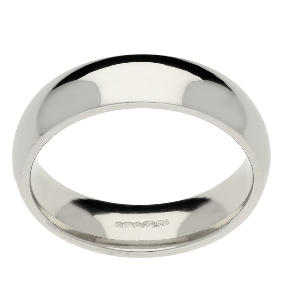 9ct White Gold Ladies 5mm Court Wedding Ring - Size M - 5.6g