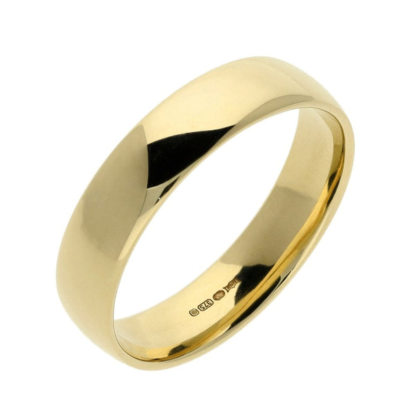 9ct Yellow Gold 4mm Court Shape Wedding Ring - Size R - 4.1g
