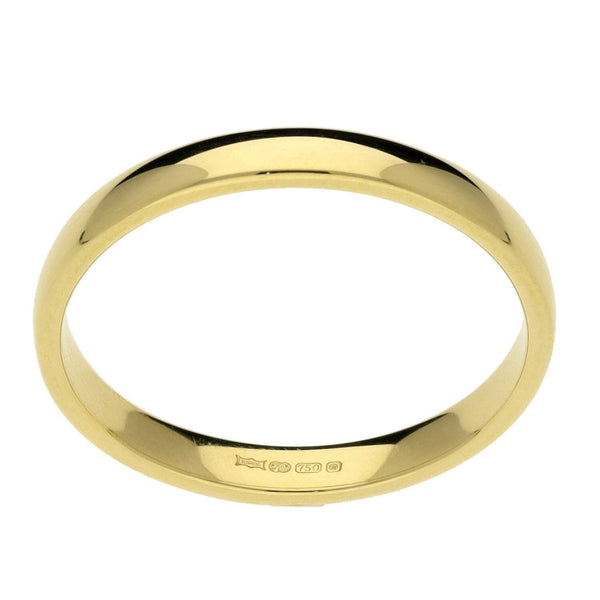 Ladies 18ct Yellow Gold 2mm Wedding Ring - Size P - 3.0g